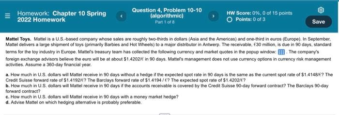  Homework: Chapter 10 Spring 2022 Homework Question 4, Problem 10-10 (algorithmic)