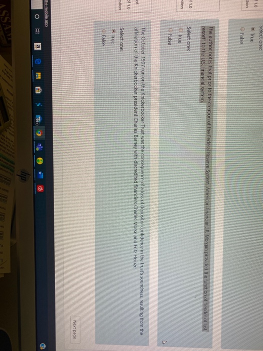  1.0 tion Select one: True False The author notes that prior