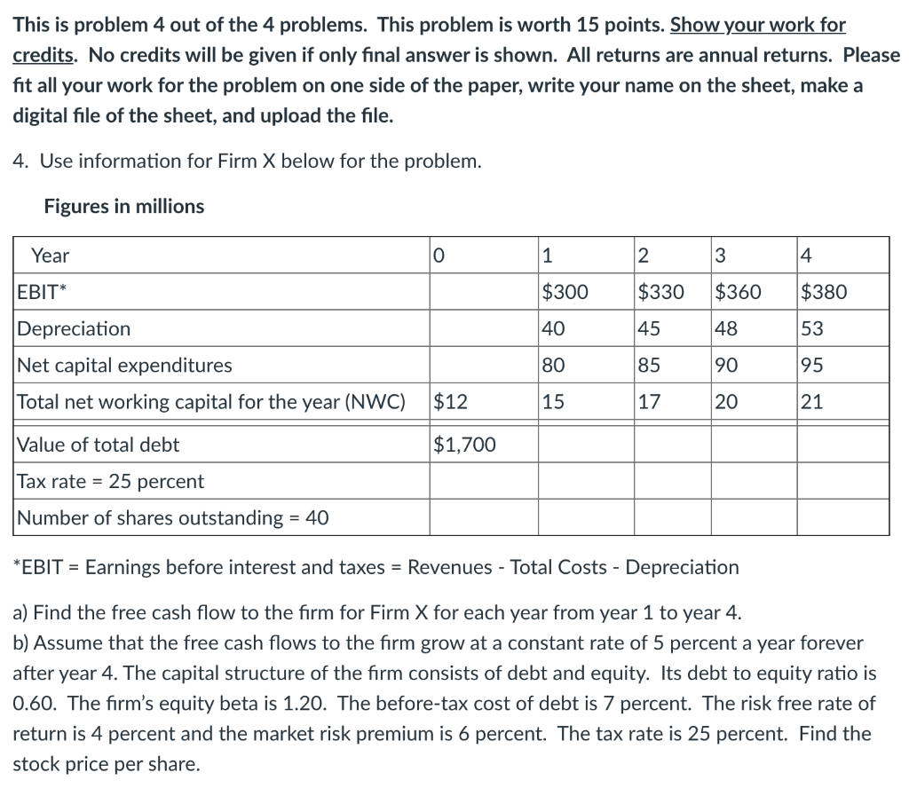  This is problem 4 out of the 4 problems. This problem