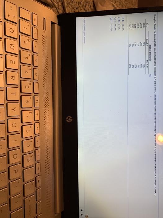  Year Using the data in the following tabte, und the test