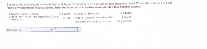  Based on the following data, would Beth and Roger Simmons recelve