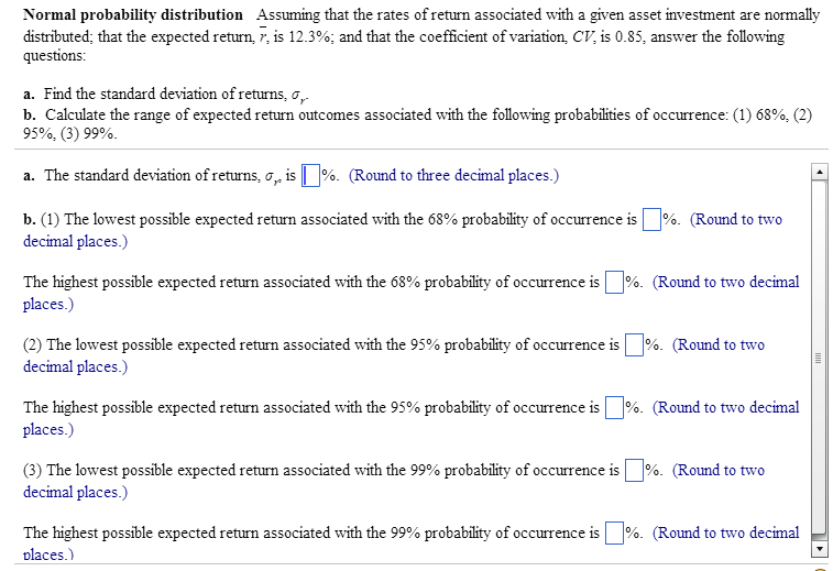 Please show work if you can ! :) Normal probability distribution