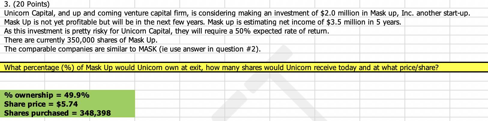 this is the answer to question 2 answer with excel please 3.