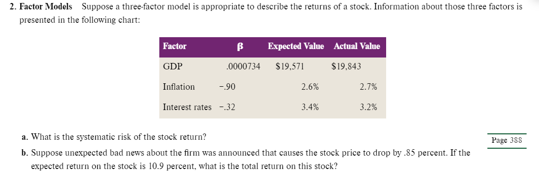  2. Factor Models Suppose a three-factor model is appropriate to describe