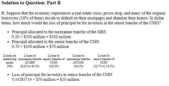 you please explain how the losses of the mezzanine tranche of the