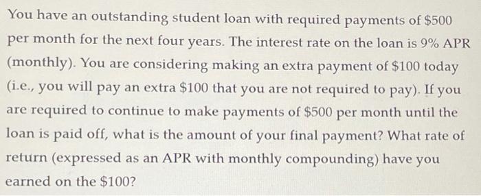 please show work & calculations & formulas :) You have an outstanding