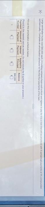 make the chart first 4 payments sem manualy Complete an amorizasien schedule