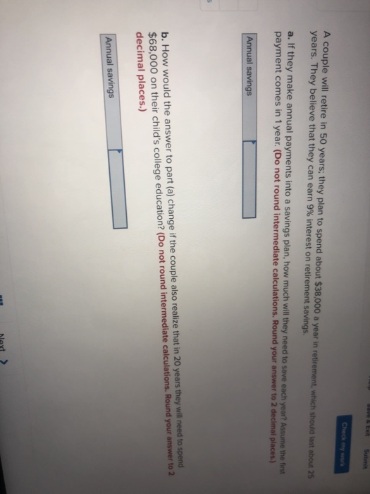  submit Check my work A couple will retire in 50 years,