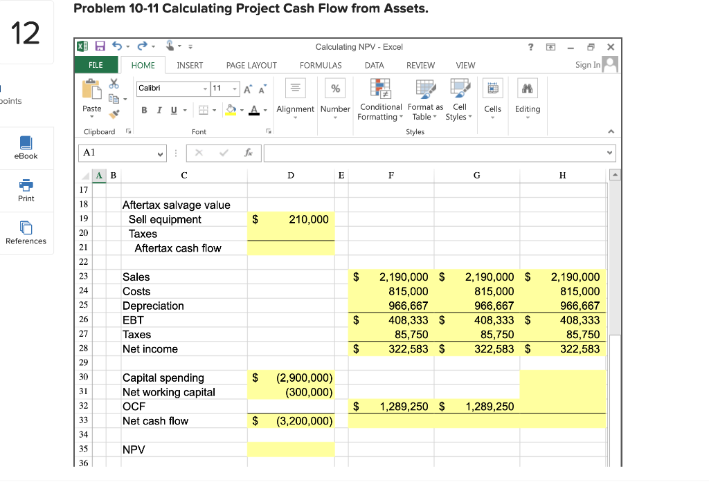 5 Calculating NPV - Excel ? 6 X FILE HOME INSERT PAGE