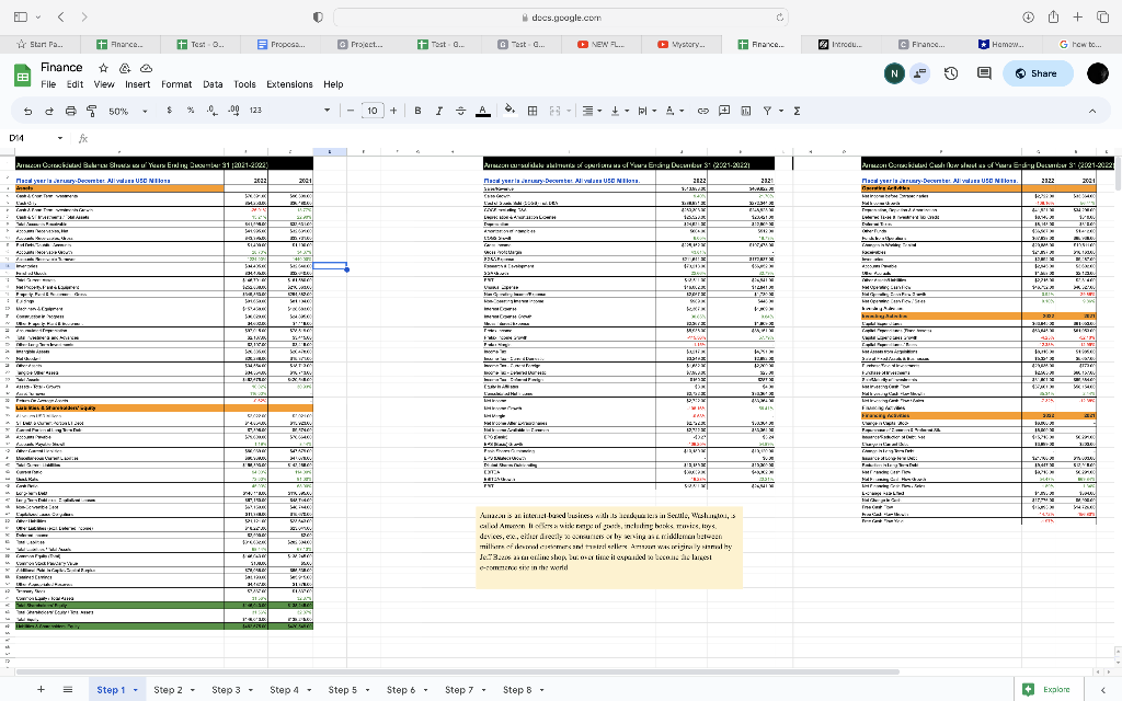 Use Sheet 4 to prepare/simplify the Income statement. Prepare percentage change analysis