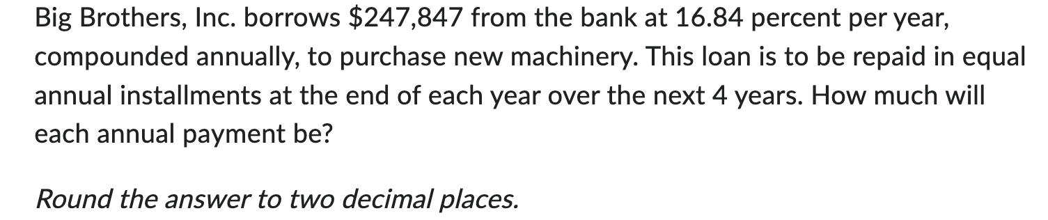opportunity to invest in a project that will pay $2,011 per year