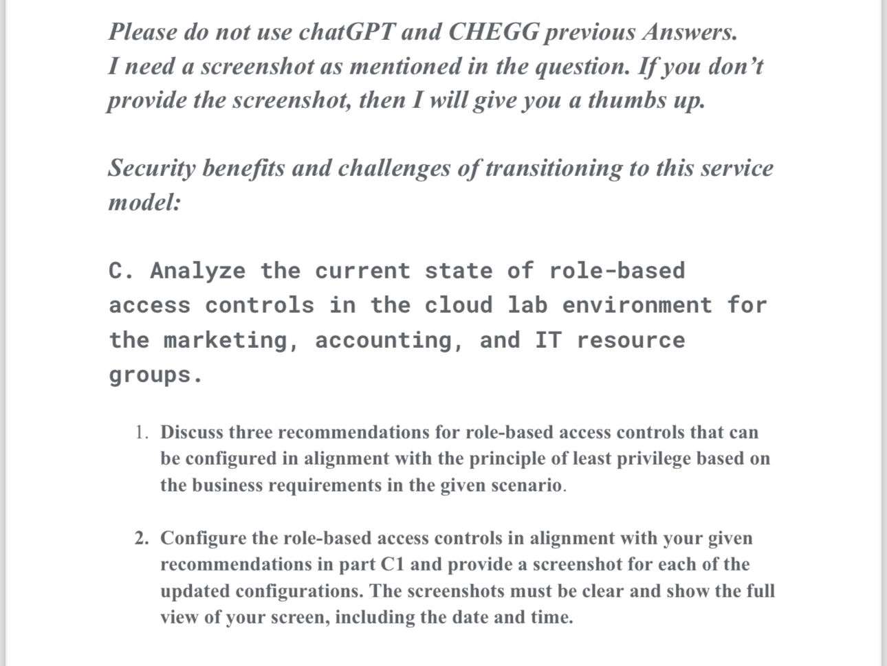  Please do not use chatGPT and CHEGG previous Answers. I need