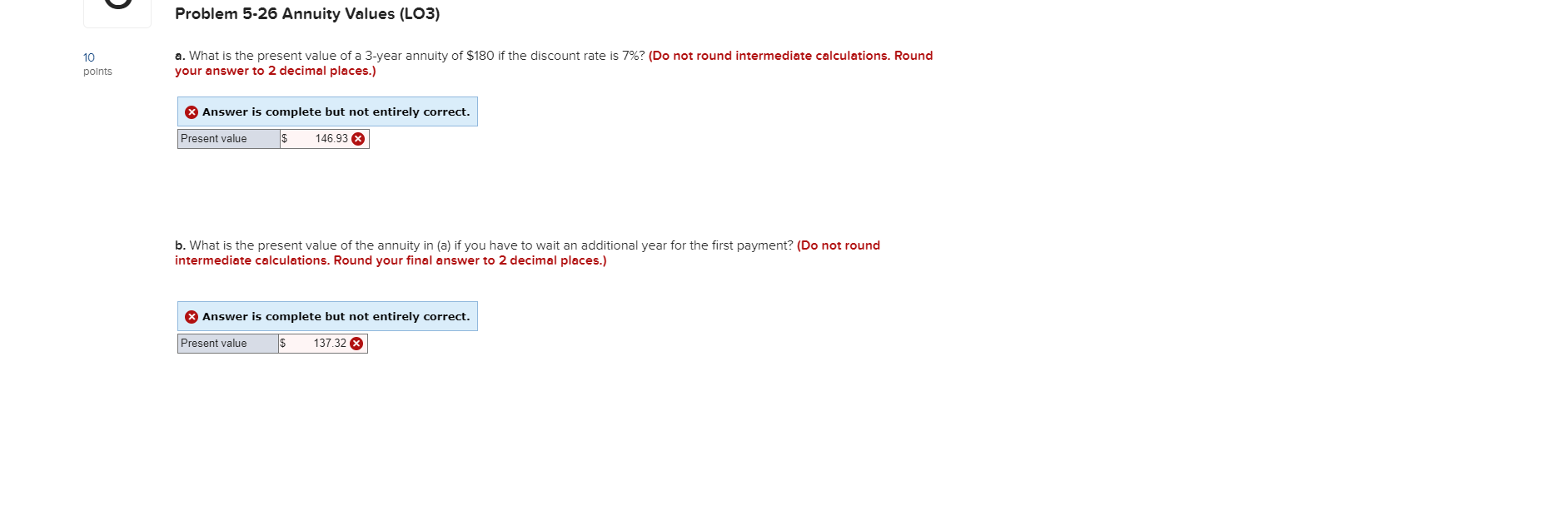  Problem 5-26 Annuity Values (LO3) 10 a. What is the present
