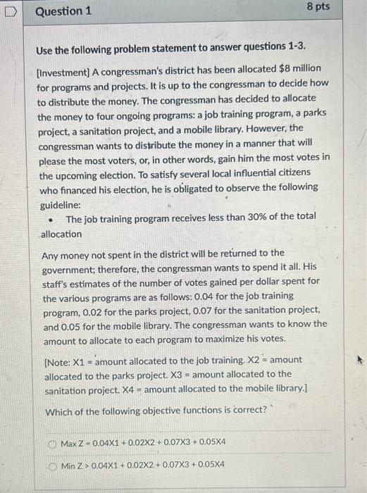  please use question one to answer :) Use the following problem