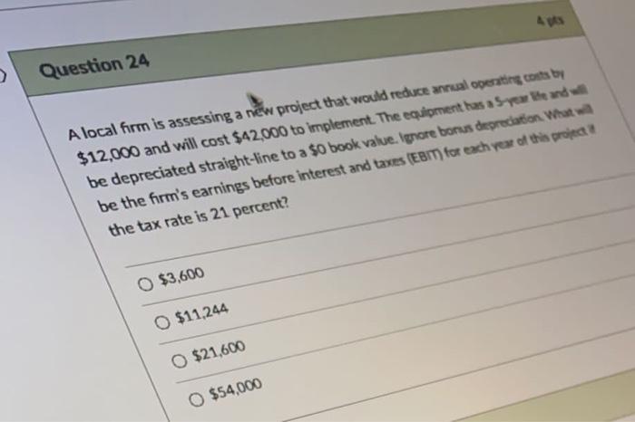  > Question 24 A local form is assessing a new project