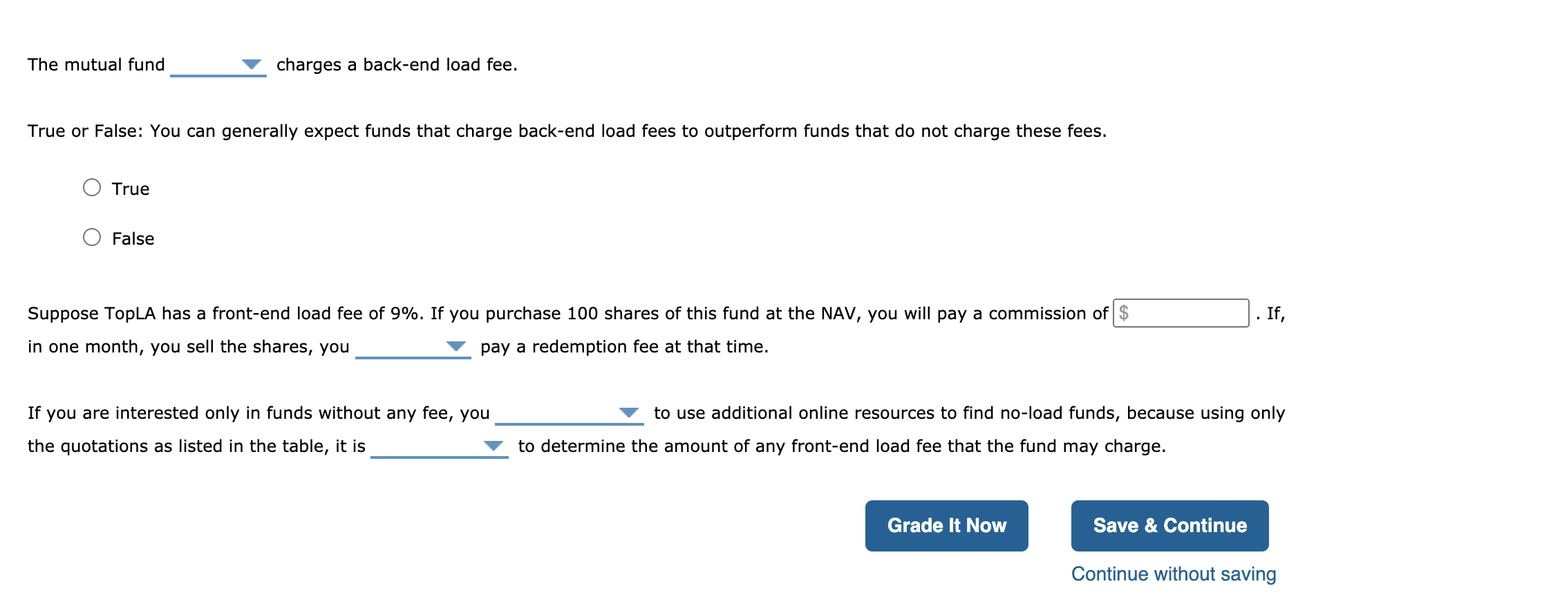 the Costs Involved in Mutual Fund Investments The following table presents information