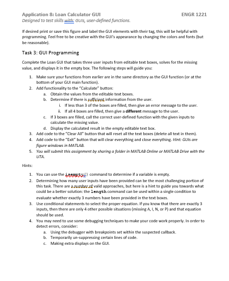 Gul that calculates values for a loan. There are 4 variables listed