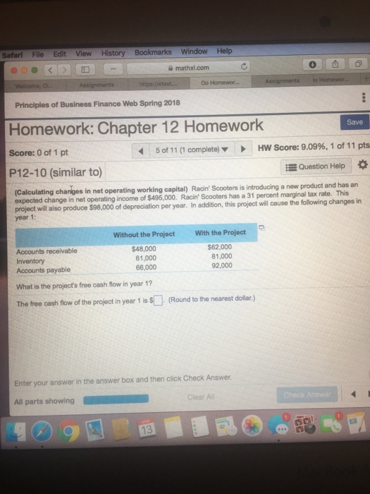  History Bookmarks Window Help mathul.com Assi Do Principles of Business Finance