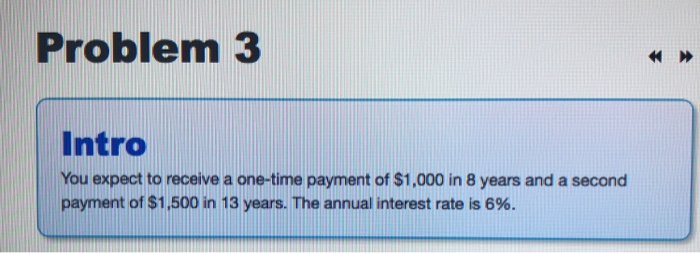  Problem 3 Intro You expect to receive a one-time payment of