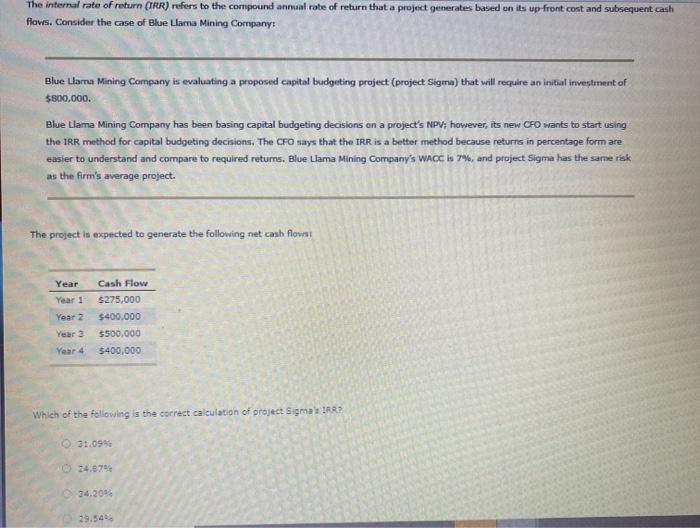  please answer all three questions, thanks. The internal rate of return