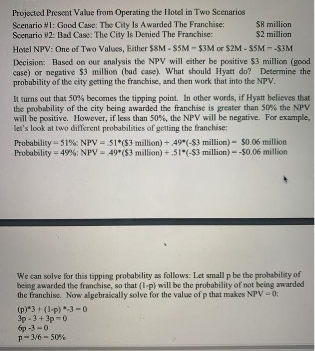 of the hotel, should the city be awarded the franchise, is not