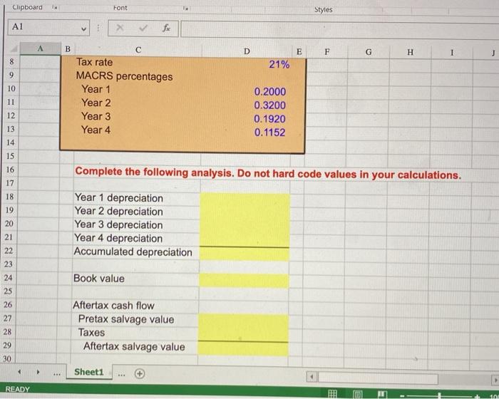 H J 3 3 An asset used in a four-year project falls