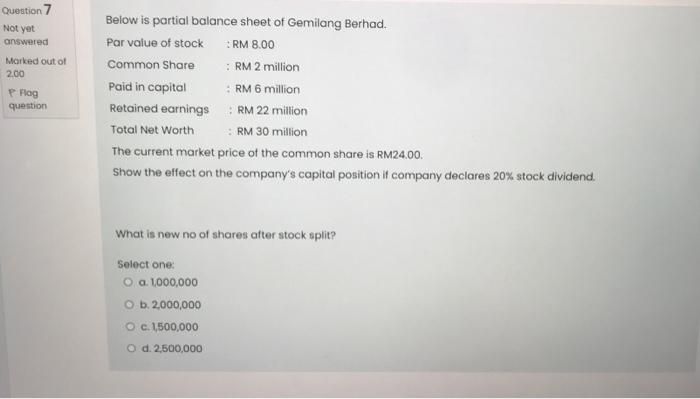 value of stock :RM 8.00 Marked out of Common Share : RM
