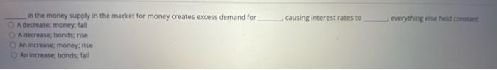  causing interest rates to everything he held comune In the money