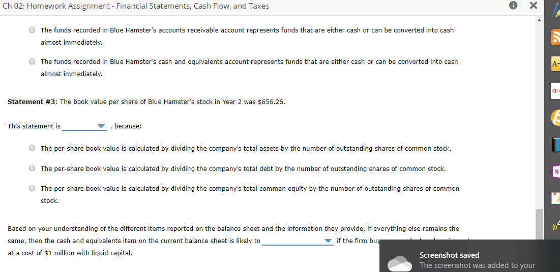 Flow, and Taxes Blue Hamster Manufacturing Inc. Balance Sheet for Year Ending