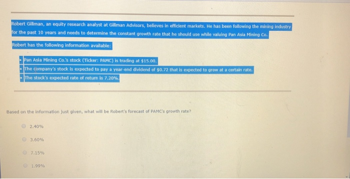  please explain how to do this Robert Giliman, an equity research