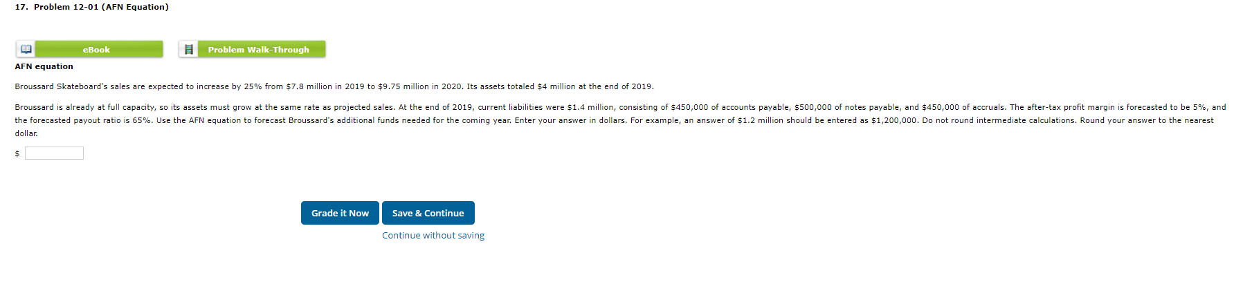  17. Problem 12-01 (AFN Equation) EE eBook Problem Walk-Through AFN equation