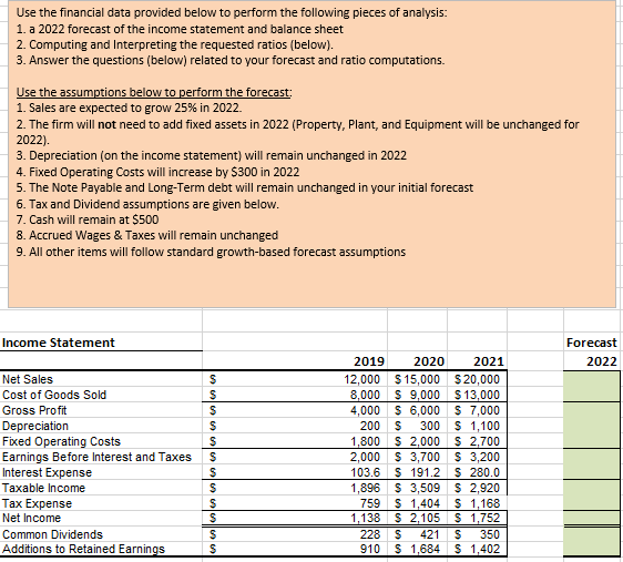 PLEASE HELP AND SHOW EXCEL EQUATION Use the financial data provided below