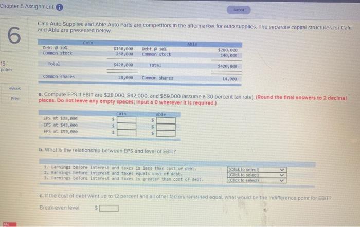  Chapter 5 Assignment i Cain Auto Supplies and Able Auto Parts