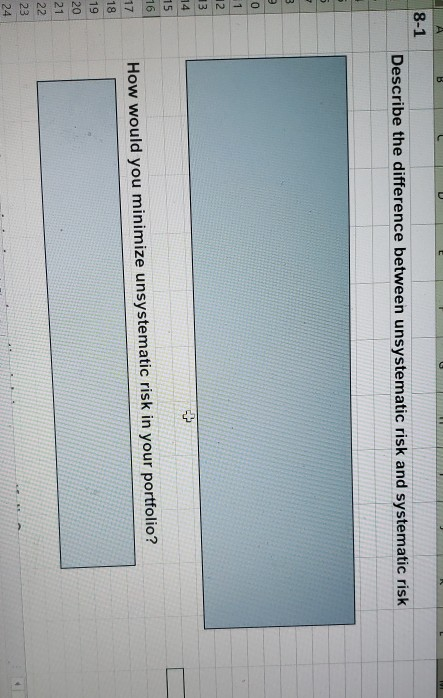  8-1 Describe the difference between unsystematic risk and systematic risk JONNY