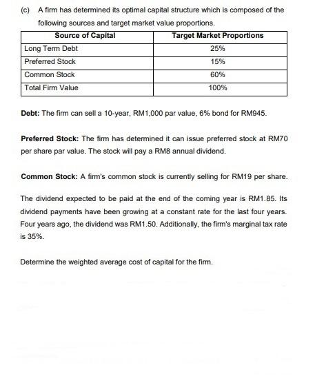 Please help me . Urgent please help me (c) A firm has