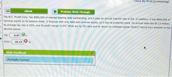  Check My Work (3 remaining) eBook Problem Walk-Through The W.C. Pruett