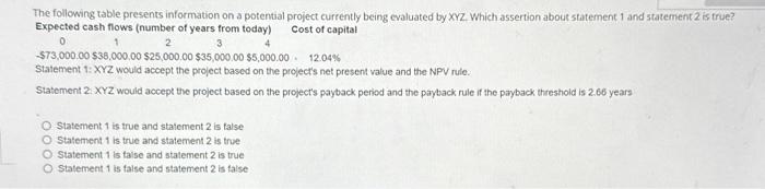 PLEASE ANSWER ASAP. WILL UP VOTE!!! The following table presents information on
