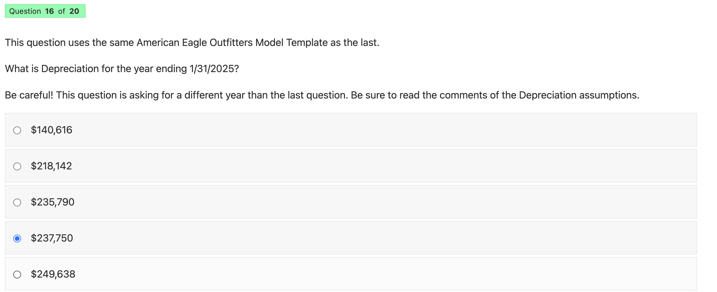 This question uses the same American Eagle Outfitters Model Template as