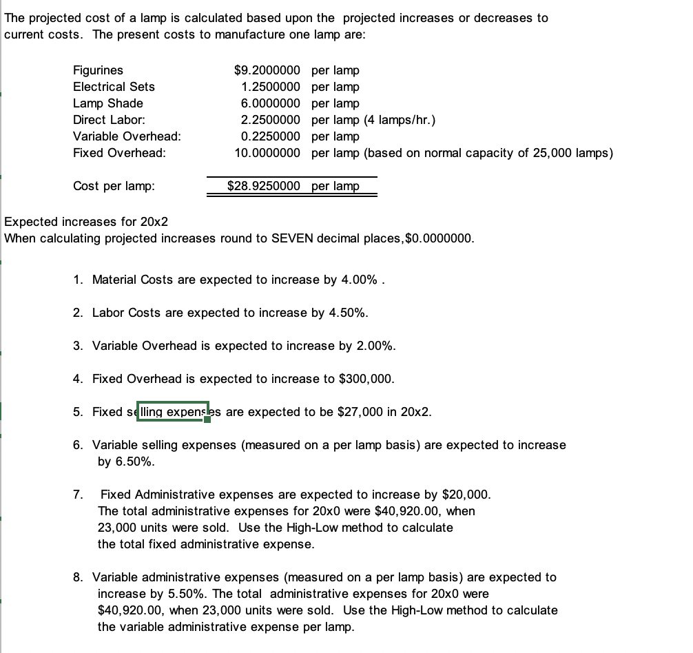 Per Unit 18.925 $19.6887500 (4.06} Total Variable Cost Per Unit 20x1 Cost