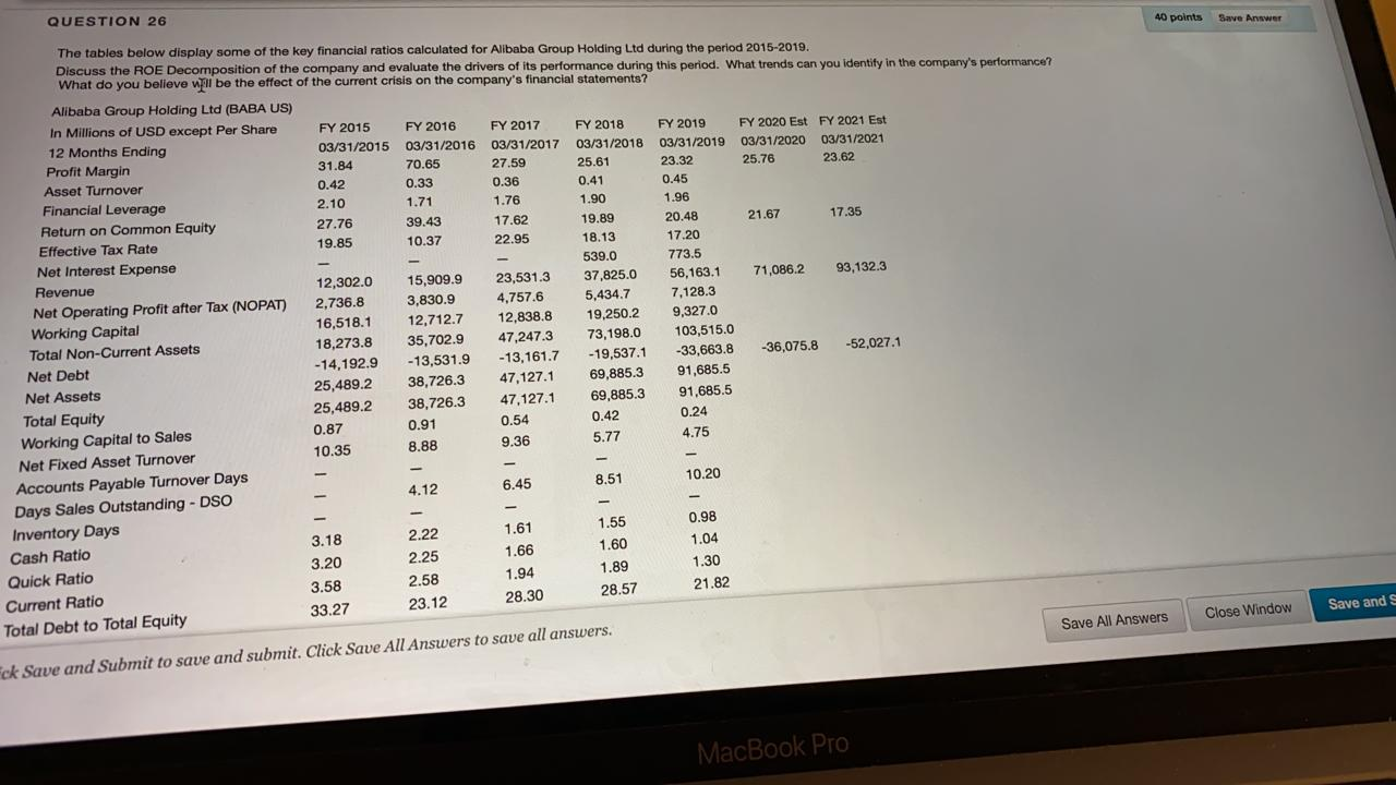 Save Answer QUESTION 26 40 points The tables below display some