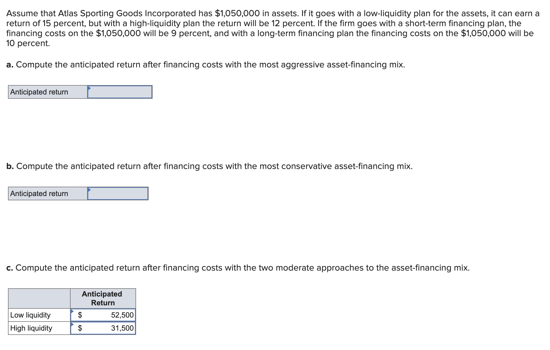Please help with blank fields. Fields already entered are correct. Assume that