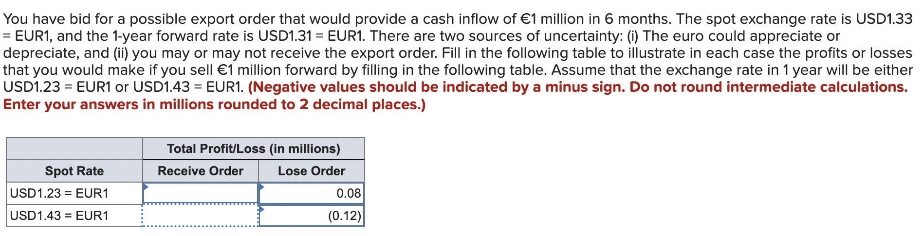  = = You have bid for a possible export order that