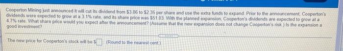 35 perc dividends were expected to grow at 31% share price 10