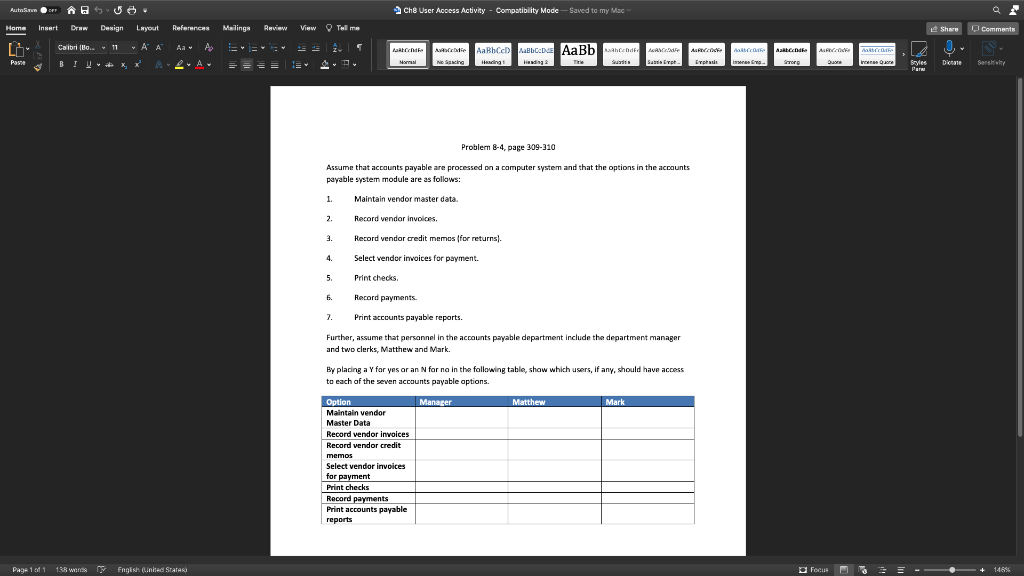  Auta. A che User Access Activity - Compatibility Mode - Saved