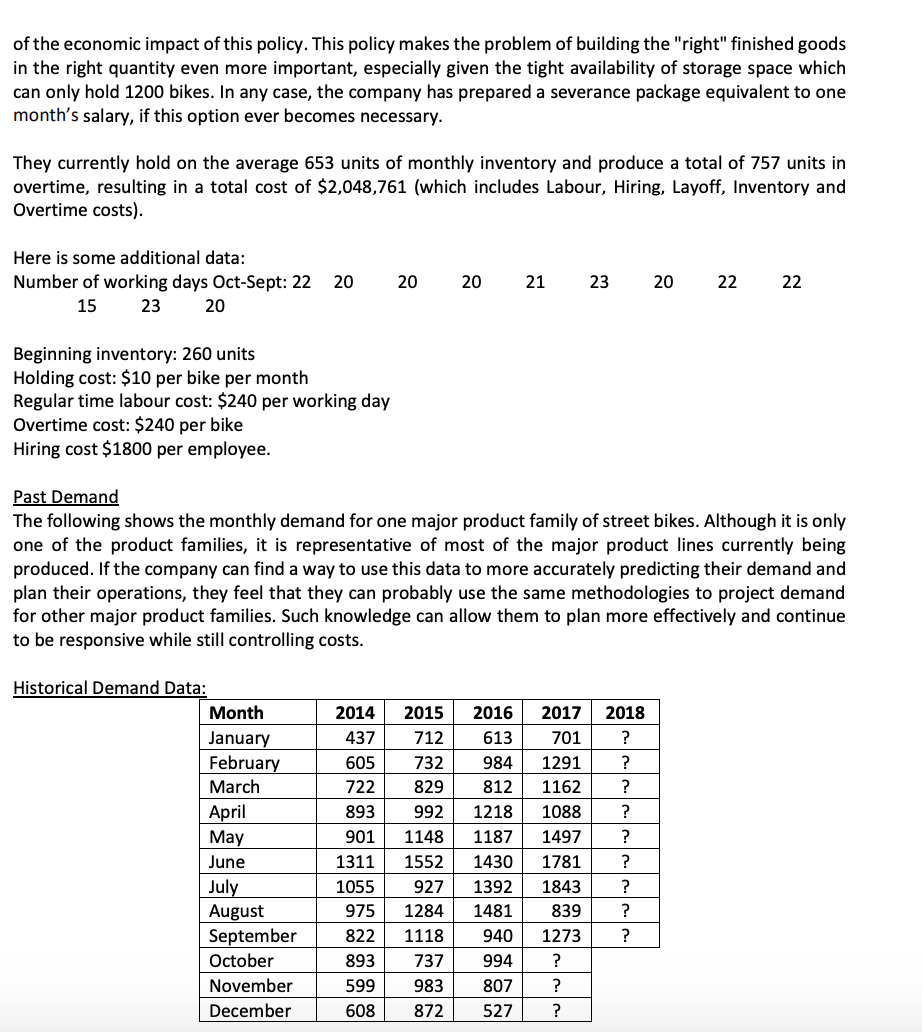 Propose a level plan for the next 12 months, October 2017-September 2018.