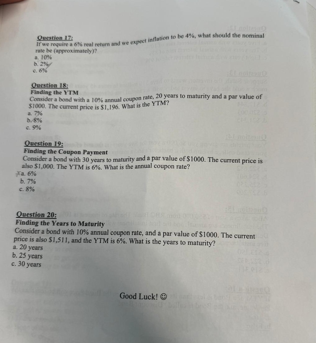  If we require a 6% real return and we expect inflation