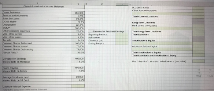 Retained Earnings for 2018 See Instructions and Notes Below Given Information for