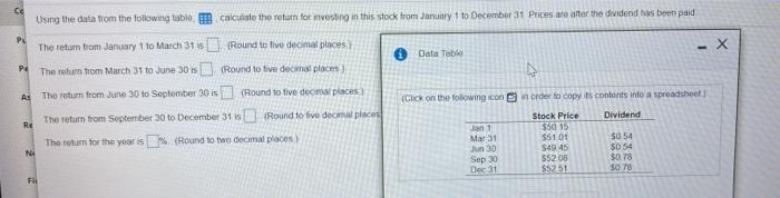  ce PA P As Using the data from the following table