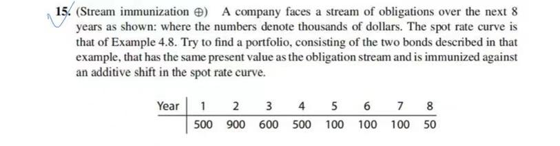 15. (Stream immunization e) A company faces a stream of obligations