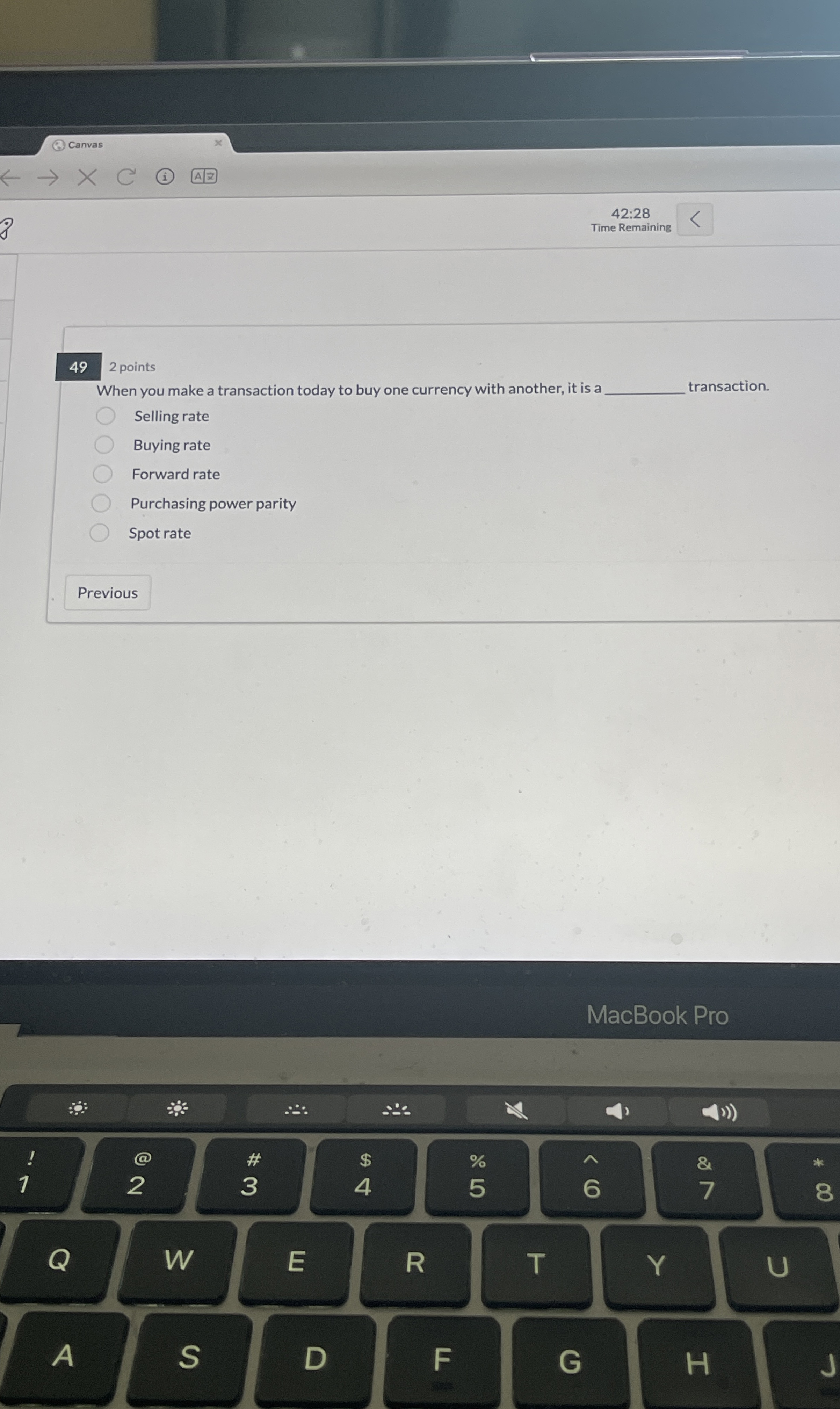  Canvas 8 42:28 Time Remaining 49 2 points When you make